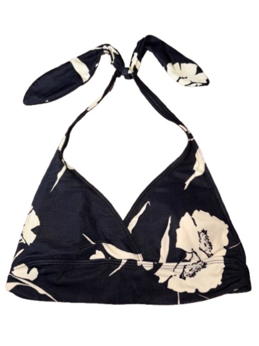 Lauren Ralph Lauren Black and Cream Floral bikini Halter Top size M